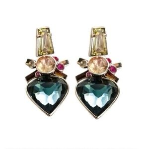 $88  Mimco Crystal Heart Earrings  blue